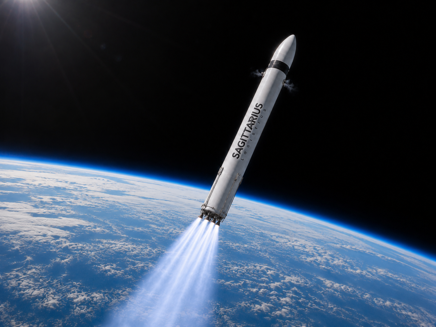 Sagittarius vehicle on orbital insertion with Earth below